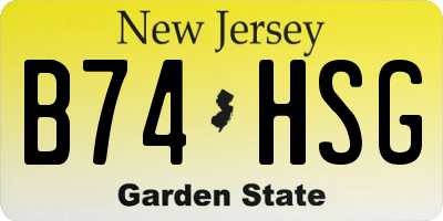 NJ license plate B74HSG