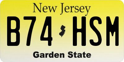 NJ license plate B74HSM