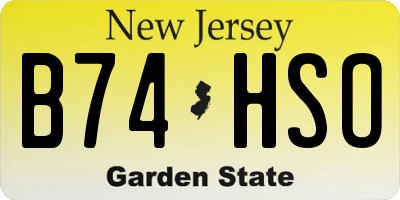 NJ license plate B74HSO