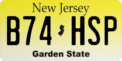 NJ license plate B74HSP