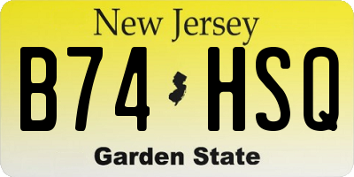 NJ license plate B74HSQ