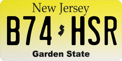 NJ license plate B74HSR