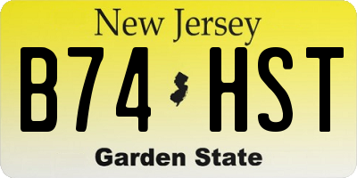 NJ license plate B74HST