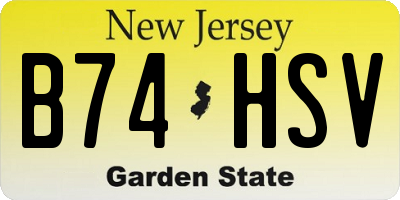 NJ license plate B74HSV