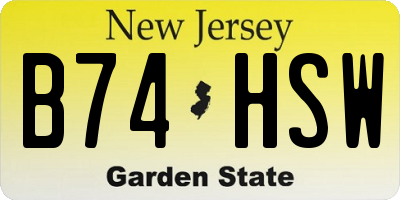 NJ license plate B74HSW