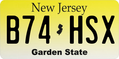NJ license plate B74HSX