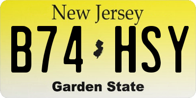 NJ license plate B74HSY