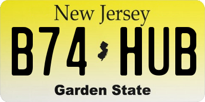 NJ license plate B74HUB