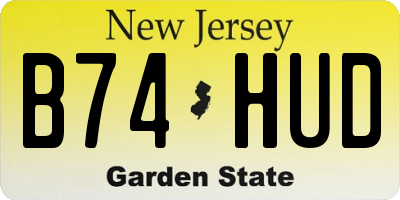 NJ license plate B74HUD