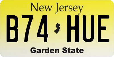 NJ license plate B74HUE
