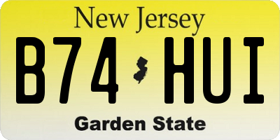 NJ license plate B74HUI