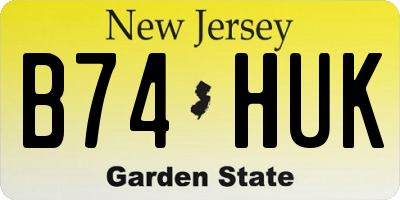 NJ license plate B74HUK