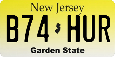 NJ license plate B74HUR
