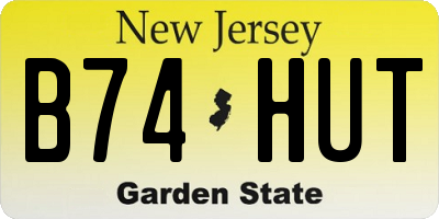 NJ license plate B74HUT