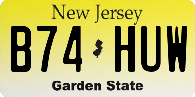 NJ license plate B74HUW