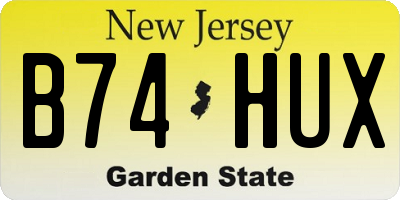 NJ license plate B74HUX