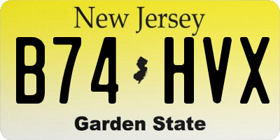 NJ license plate B74HVX