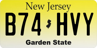 NJ license plate B74HVY