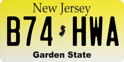 NJ license plate B74HWA