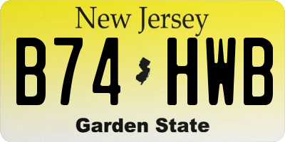 NJ license plate B74HWB