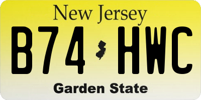 NJ license plate B74HWC