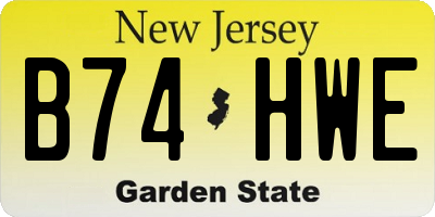 NJ license plate B74HWE