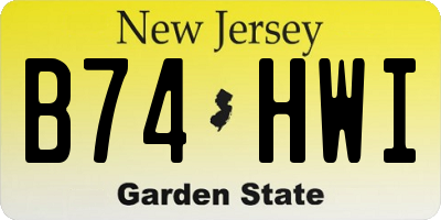 NJ license plate B74HWI