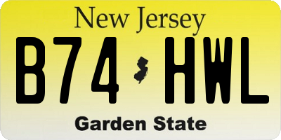 NJ license plate B74HWL