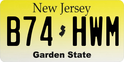 NJ license plate B74HWM
