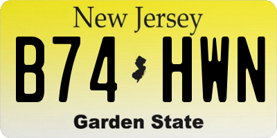 NJ license plate B74HWN