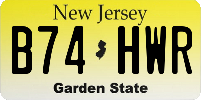 NJ license plate B74HWR