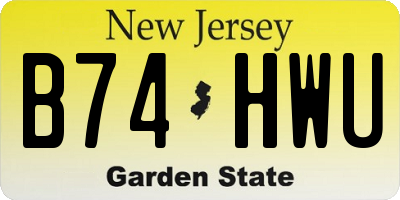 NJ license plate B74HWU