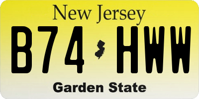 NJ license plate B74HWW