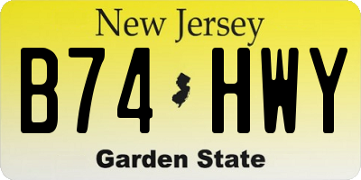 NJ license plate B74HWY