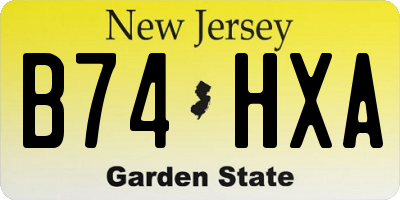 NJ license plate B74HXA