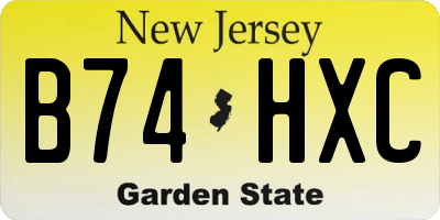 NJ license plate B74HXC