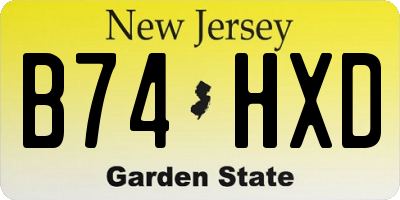 NJ license plate B74HXD