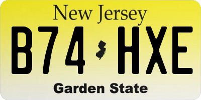 NJ license plate B74HXE
