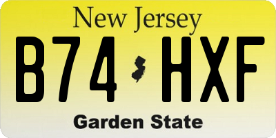 NJ license plate B74HXF