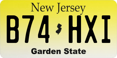 NJ license plate B74HXI