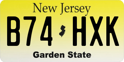 NJ license plate B74HXK