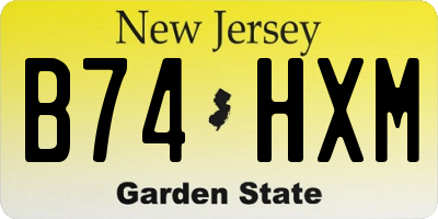 NJ license plate B74HXM