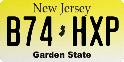 NJ license plate B74HXP