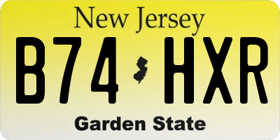 NJ license plate B74HXR