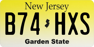 NJ license plate B74HXS