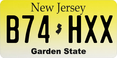 NJ license plate B74HXX