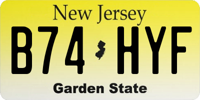 NJ license plate B74HYF