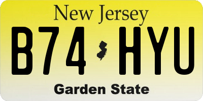 NJ license plate B74HYU