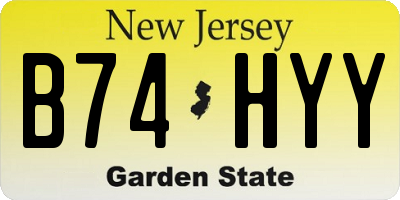 NJ license plate B74HYY