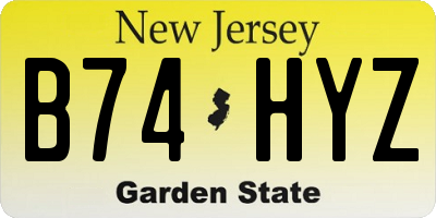 NJ license plate B74HYZ